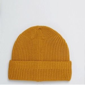ASOS Stitch Detail Fisherman Beanie in Mustard